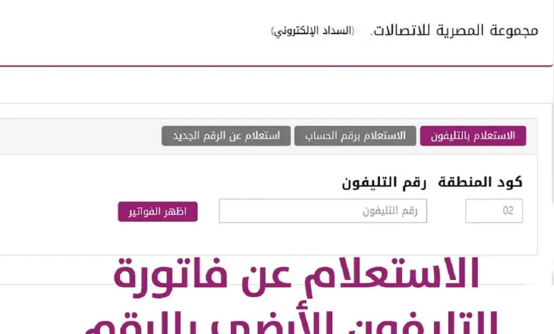 رابط “te.eg” الاستعلام عن فاتورة التليفون الأرضي 2023 شهر أبريل موقع المصرية للاتصالات