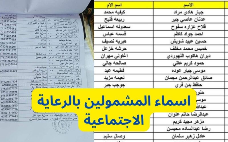 “هُنا” جميع اسماء الرعاية الاجتماعية pdf الوجبة السادسة في العراق بجميع المحافظات عبر منصة مظلتي