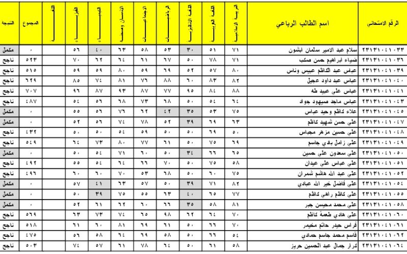 ظهور نتائج الثالث متوسط 2023 الدور الثالث في جميع محافظات العراق pdf