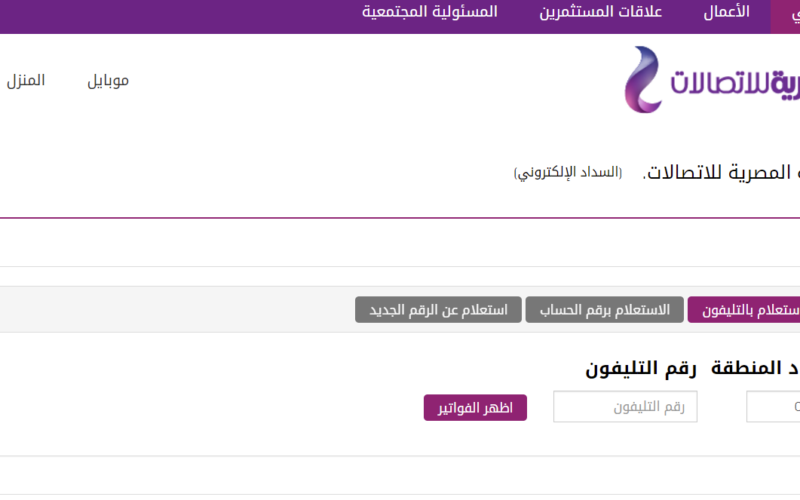 معرفة فاتورة التليفون الأرضي شهر يناير 2024 من خلال موقع المصرية للاتصالات