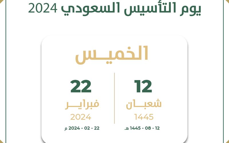 كم باقي على يوم التاسيس السعودي 2024-1445 وموعد الاجازة لمختلف القطاعات الحكومية والخاصة والغير ربحية