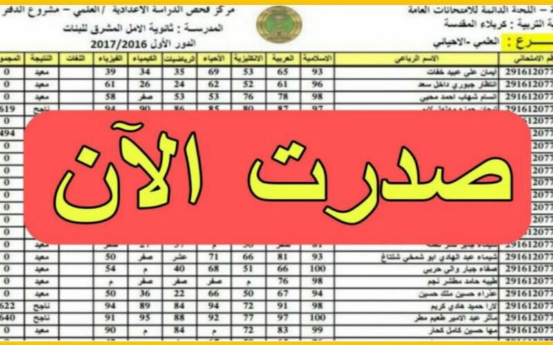 حملها الآن “بالأسماء” نتائج السادس الابتدائي 2024 واسط بالرقم الامتحاني عبر موقع نتائجنا nataegna.com