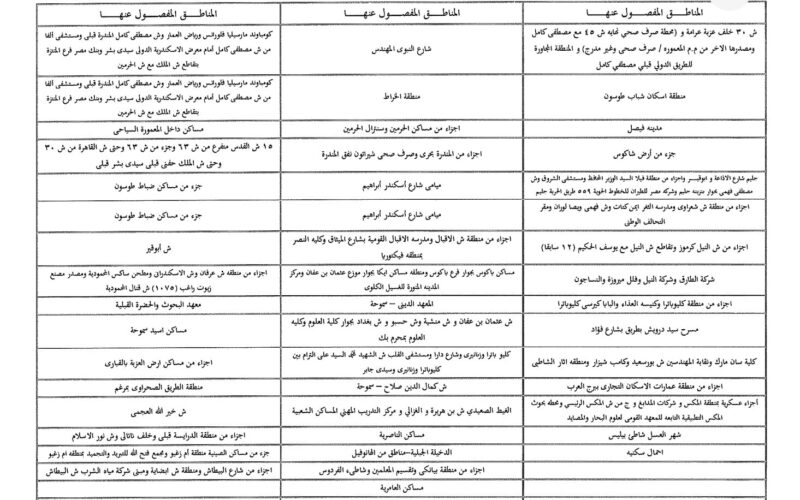 بالصور.. جدول مواعيد قطع الكهرباء 2024 في الإسكندرية بعد انتهاء إجازة عيد الفطر