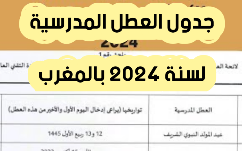 رسميا.. جدول العطل المدرسية لسنة 2024 بالمغرب.. 54 يوم إجازة