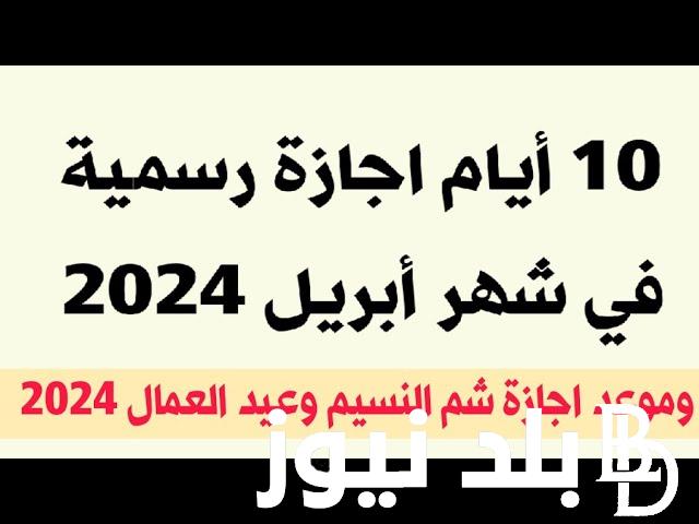 رسميًا.. ترحيل اجازة شم النسيم وعيد العمال 2024 لجميع الموظفين والعطلات المتبقية حتى نهاية العام