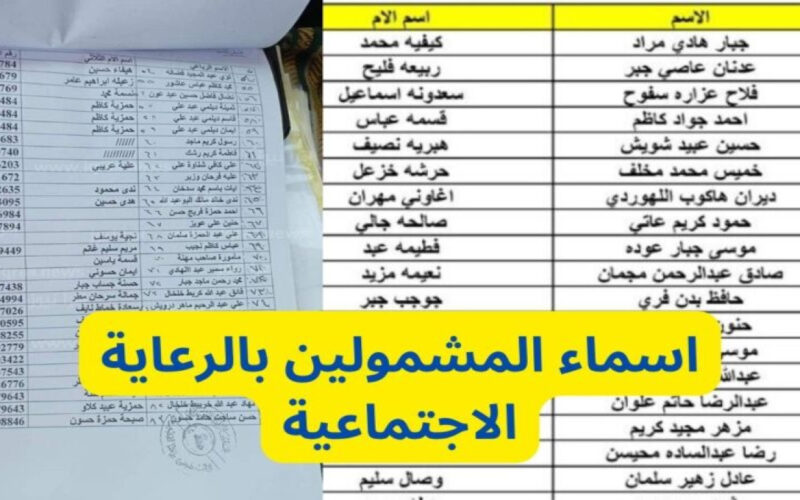 اسماء المشمولين بالرعاية الاجتماعية 2024 في العراق عبر منصة مظلتي
