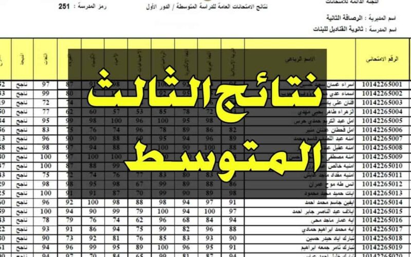 هسة نتائج الثالث متوسط 2024 الدور الاول لجميع الطلاب إلكترونيًا عبر موقع وزارة التربية العراقية epedu.gov.iq