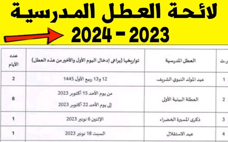 الآن ننشُر لائحة العطل المدرسية بالمغرب 2024 – 2025.. وزارة التربية الوطنية تُوضح