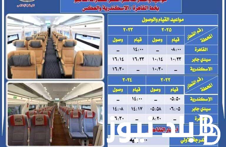 مواعيد قطارات الإسكندرية القاهرة 2024 اليوم الاحد 30 يونيو 2024 في كافة المحطات المصرية