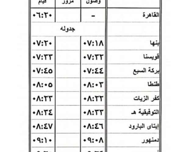 مواعيد قطارات الاسكندرية القاهرة اليوم الثلاثاء 18 يونيو 2024 للحجز المسبق للتذاكر