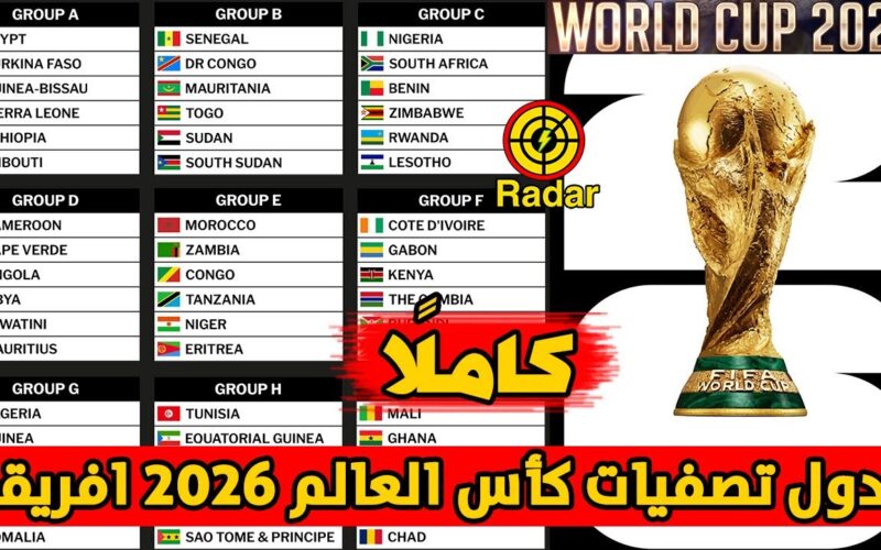 الآن ننشُر جدول مباريات تصفيات كأس العالم 2026 في أفريقيا وآسيا بعد انتهاء الجولة الرابعة