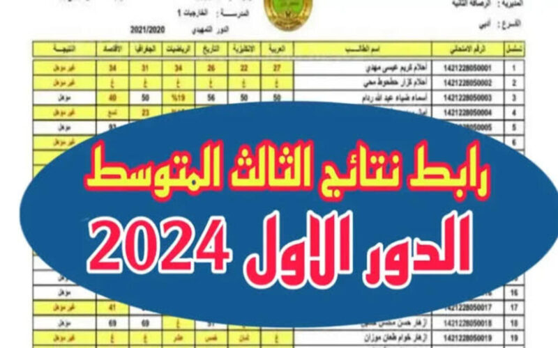 استعلم من هُنا>> موقع نتائجنا ثالث متوسط 2024 الدور الاول (بجميع المحافظات العراقية) بالاسم والرقم الامتحاني عبر results.mlazemna
