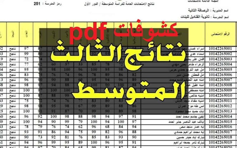 الان كشوفات نتائج الثالث متوسط pdf الدور الاول 2024 عبر موقع وزارة التربية العراقية