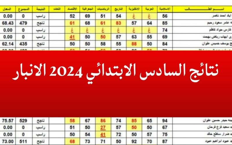 ظهرت الان.. نتائج اعتراضات الصف السادس الابتدائي 2024 الدور الأول الرصافة الثانية و الانبار بلاسم عبر موقع نتائجنا results.mlazemna.com