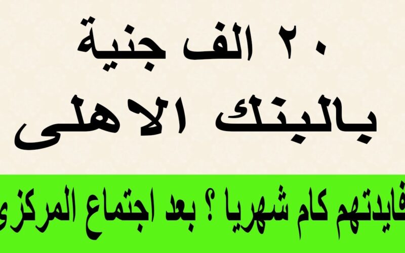 “فلوس زي الرز” فوائد 20,000 جنيه في البنك في الشهر وأهم الشهادات المُفعلة من البنك الاهلي المصري بعائد يصل لـ 30% لمدة 3 سنوات