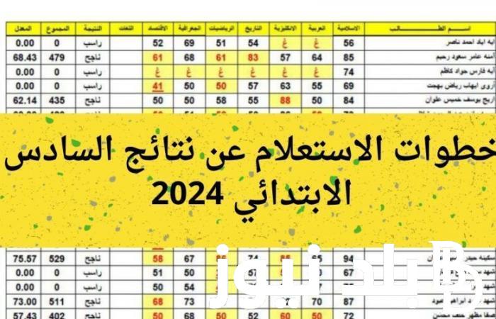 تعرف على خطوات الاستعلام عن نتائج السادس الابتدائي 2024 دور ثاني من خلال موقع ملازمنا نتائجنا