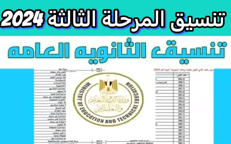 تنسيق المرحلة الثالثة ثانوية عامة 2024| مؤشرات كليات المرحلة الثالثة علمي رياضة