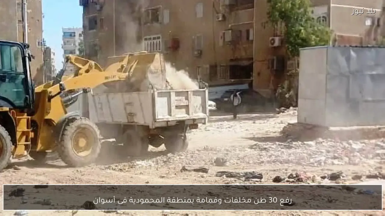 رفع 30 طن مخلفات وقمامة بمنطقة المحمودية فى أسوان