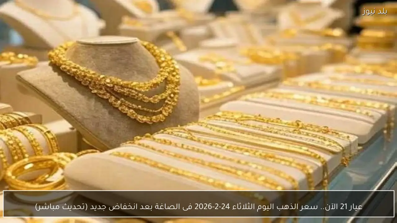 عيار 21 الآن.. سعر الذهب اليوم الثلاثاء 24-2-2026 فى الصاغة بعد انخفاض جديد (تحديث مباشر)