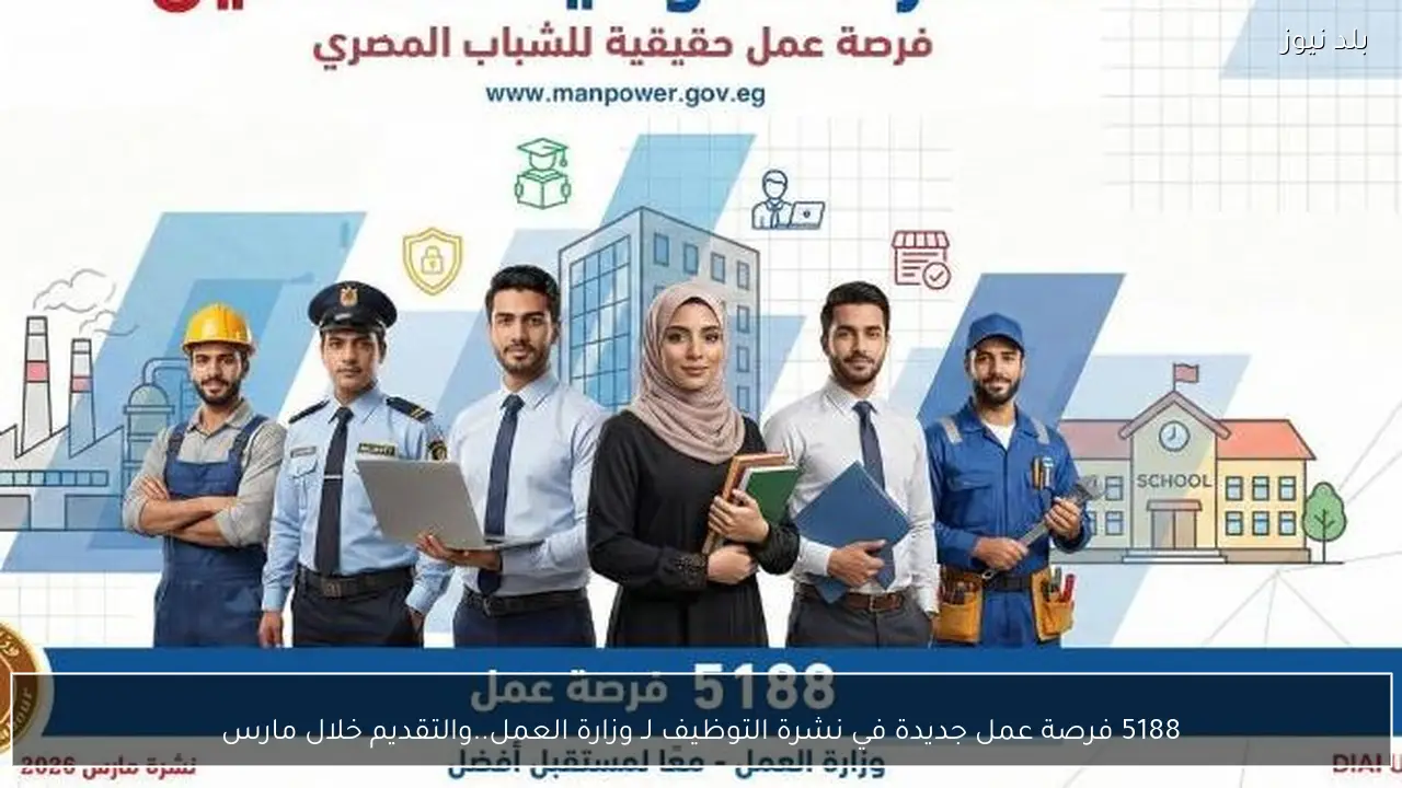 5188 فرصة عمل جديدة في نشرة التوظيف لـ وزارة العمل..والتقديم خلال مارس