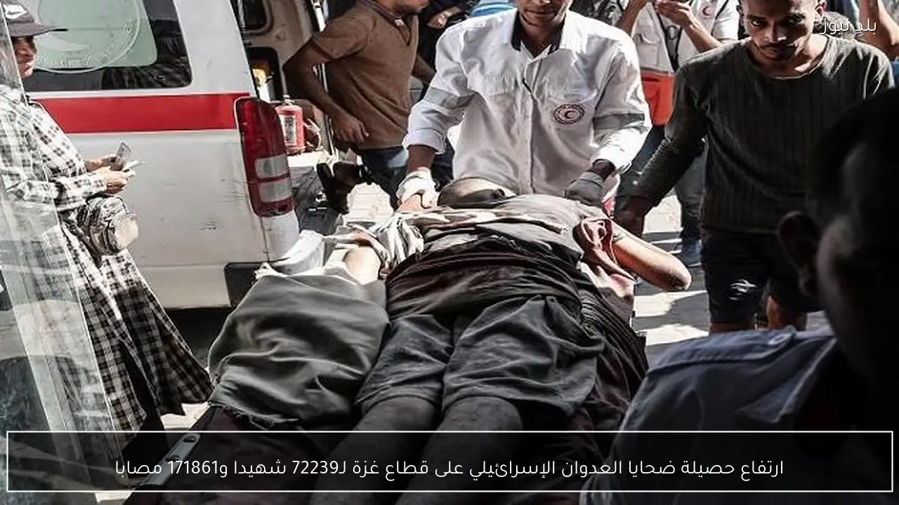 ارتفاع حصيلة ضحايا العدوان الإسرائيلي على قطاع غزة لـ72239 شهيدا و171861 مصابا