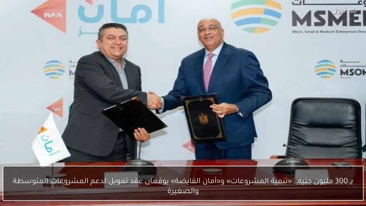 بـ 300 مليون جنيه.. «تنمية المشروعات» و«أمان القابضة» يوقعان عقد تمويل لدعم المشروعات المتوسطة والصغيرة