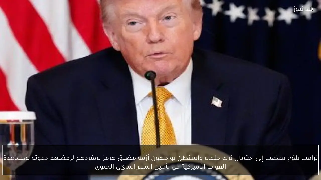 ترامب يلوّح بغضب إلى احتمال ترك حلفاء واشنطن يواجهون أزمة مضيق هرمز بمفردهم لرفضهم دعوته لمساعدة القوات الأميركية في تأمين الممر المائي الحيوي