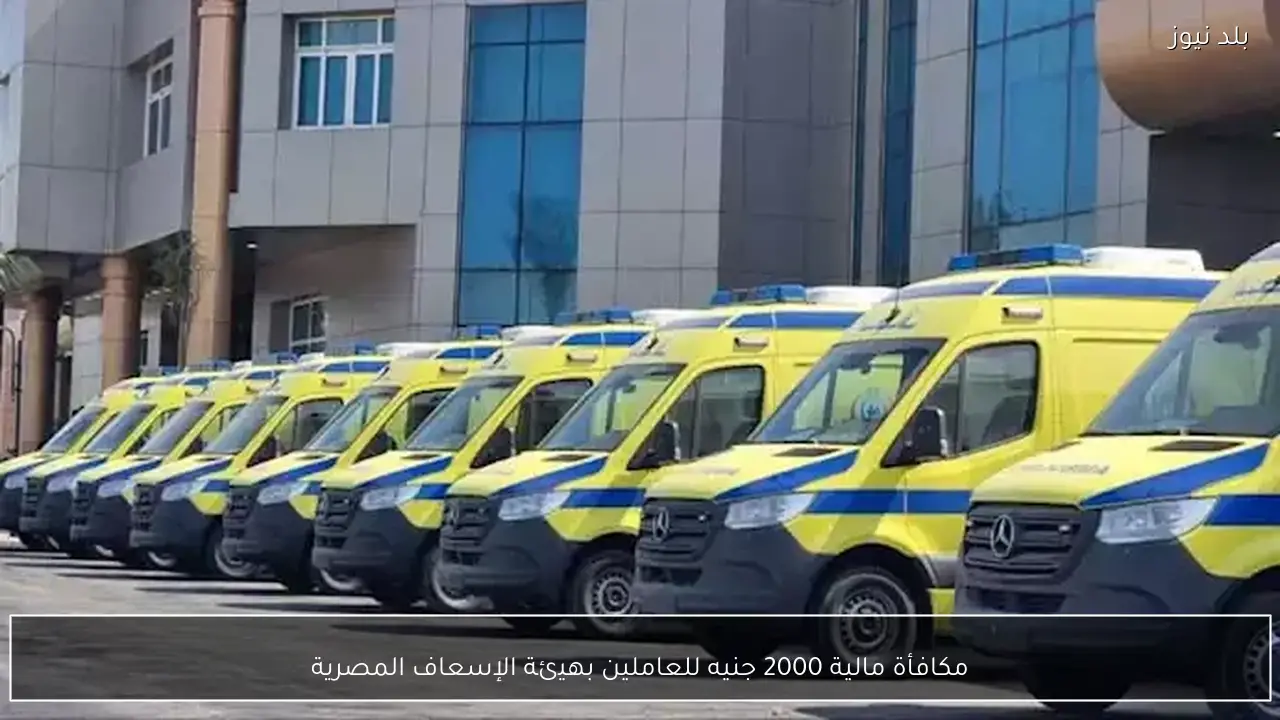 مكافأة مالية 2000 جنيه للعاملين بهيئة الإسعاف المصرية